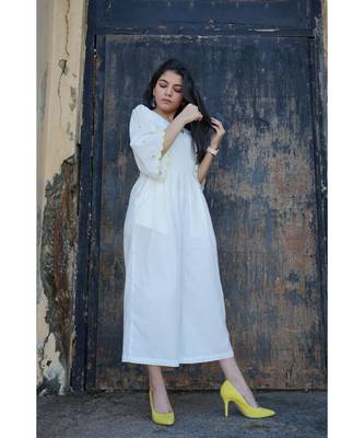 White Jaipuri Floral Festive Gown 1