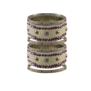 Cream Stone Stud Brass Bangle 1