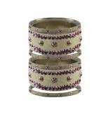 Cream Stone Stud Brass Bangle