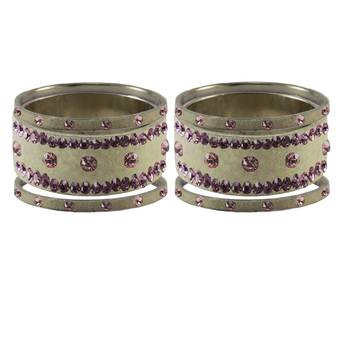 Cream Stone Stud Brass Bangle 2