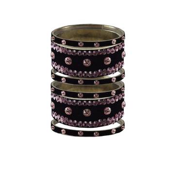 Black Stone Stud Brass Bangle 1