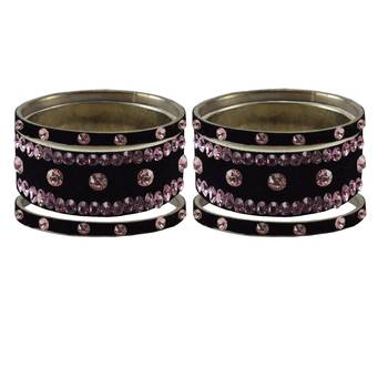 Black Stone Stud Brass Bangle 2