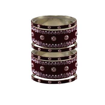 Dark Maroon  Stone Stud Brass Bangle 1