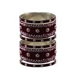 Dark Maroon  Stone Stud Brass Bangle