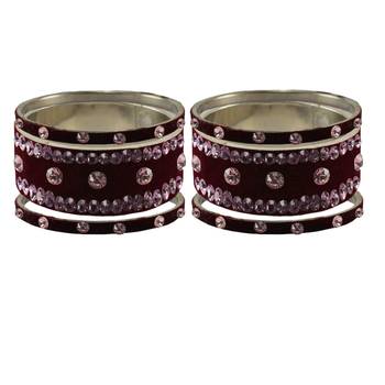 Dark Maroon  Stone Stud Brass Bangle 2