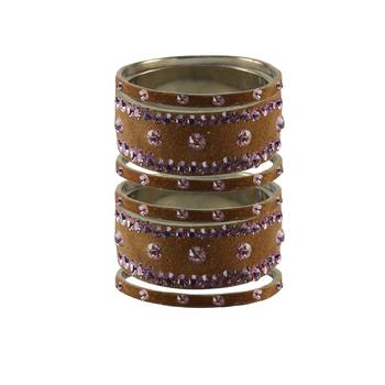 Dark Brown Stone Stud Brass Bangle 1