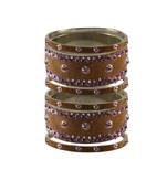 Dark Brown Stone Stud Brass Bangle