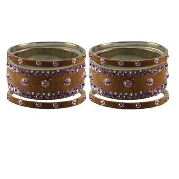 Dark Brown Stone Stud Brass Bangle 2