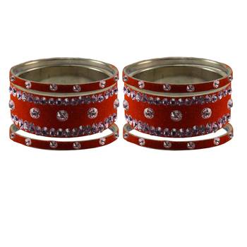 Orange Stone Stud Brass Bangle 2