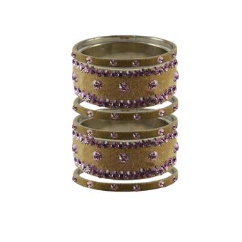Light Brown  Stone Stud Brass Bangle 1