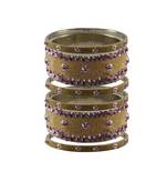 Light Brown  Stone Stud Brass Bangle