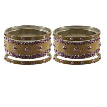 Light Brown  Stone Stud Brass Bangle 2