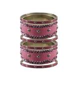 Dark Pink Stone Stud Brass Bangle