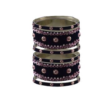 Dark Blue Stone Stud Brass Bangle 1