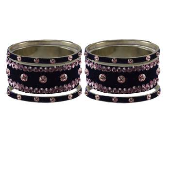 Dark Blue Stone Stud Brass Bangle 2