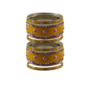 Light Brown  Stone Stud Brass Bangle 1