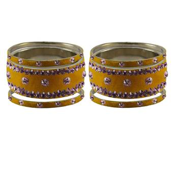 Light Brown  Stone Stud Brass Bangle 2