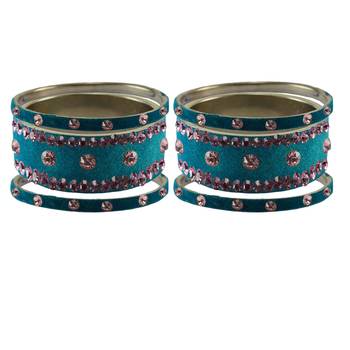 Firozi Stone Stud Brass Bangle 2