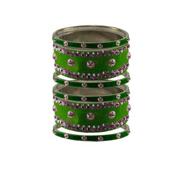 Green Stone Stud Brass Bangle 1
