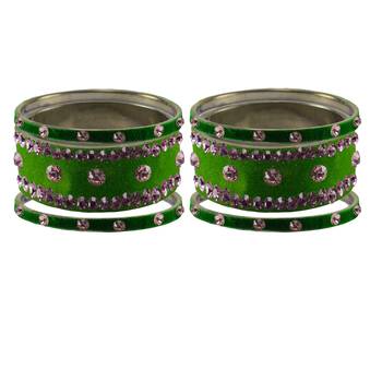 Green Stone Stud Brass Bangle 2