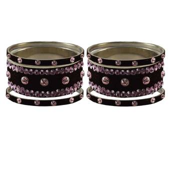 Black Stone Stud Brass Bangle 2
