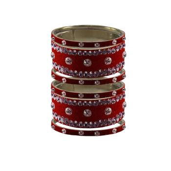 Red Stone Stud Brass Bangle 1