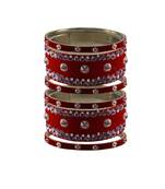 Red Stone Stud Brass Bangle