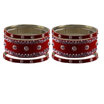 Red Stone Stud Brass Bangle 2