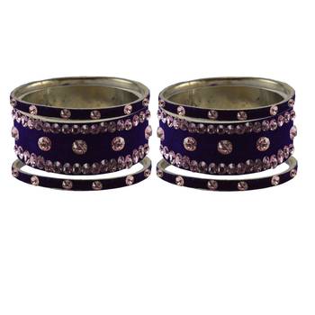 Dark Blue Stone Stud Brass Bangle 2
