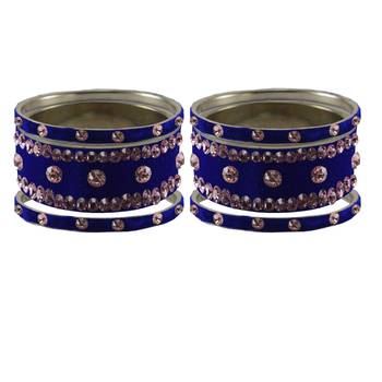Blue Stone Stud Brass Bangle 2
