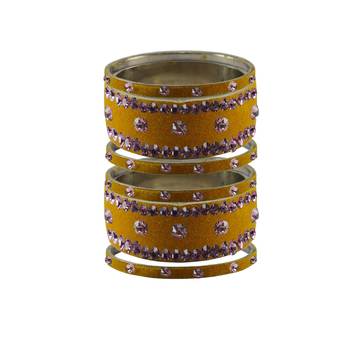 Light Brown  Stone Stud Brass Bangle 1