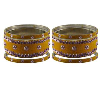 Light Brown  Stone Stud Brass Bangle 2