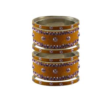 Dark Brown Stone Stud Brass Bangle 1