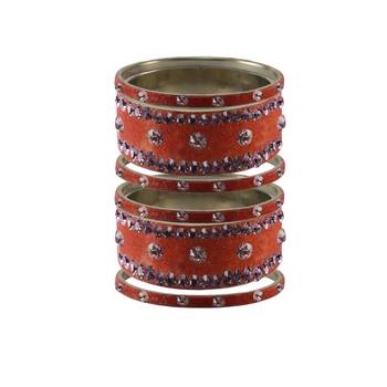 Peach Stone Stud Brass Bangle 1