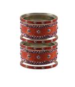 Peach Stone Stud Brass Bangle