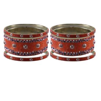Peach Stone Stud Brass Bangle 2