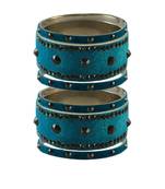 Firozi Stone Stud Brass Bangle