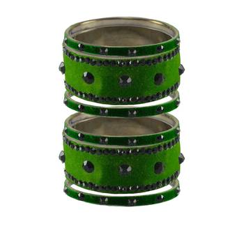 Green Stone Stud Brass Bangle 1