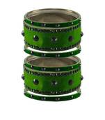 Green Stone Stud Brass Bangle