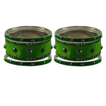 Green Stone Stud Brass Bangle 2
