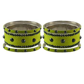 Parrot  Stone Stud Brass Bangle 2