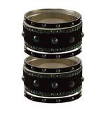 Black Stone Stud Brass Bangle