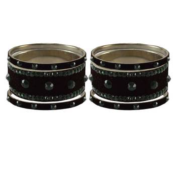 Black Stone Stud Brass Bangle 2