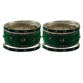 Green Stone Stud Brass Bangle 1