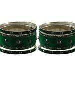 Green Stone Stud Brass Bangle