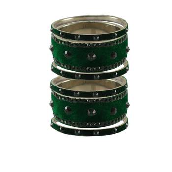 Green Stone Stud Brass Bangle 2