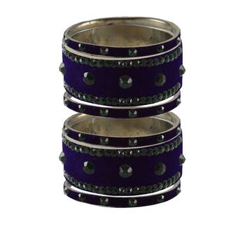 Dark Blue Stone Stud Brass Bangle 1