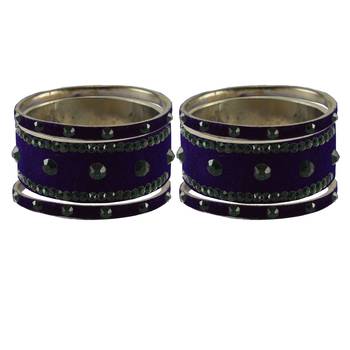 Dark Blue Stone Stud Brass Bangle 2