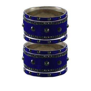 Blue Stone Stud Brass Bangle 1