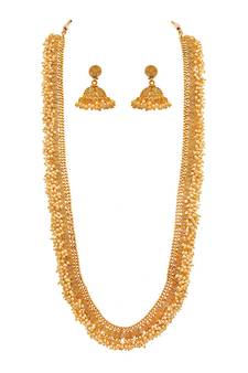 Gold pearl necklace-sets